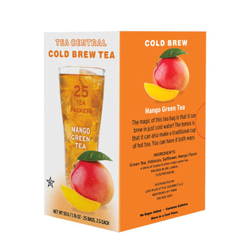 Life Plus Style Gourmet TEA CENTRAL Mango Green Tea Naturally Refreshing Cold Brew Tea Bags Organic Ceylon Iced Green Tea Everyd