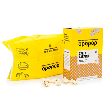 Opopop Traditional Microwave Popcorn - Salty Caramel Popcorn 9-Pack - Sweet and Salty Flavored Popcorn Bulk, Non-GMO