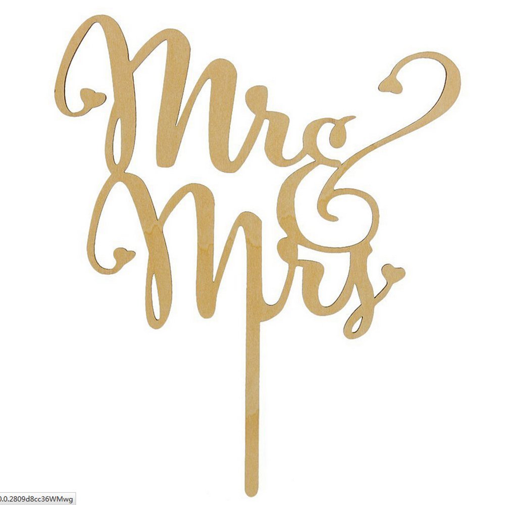 Mr And Mrs Cake Toppers, Kootips Wooden Wedding Cake Topper Party Cake Decoration (Mr And Mrs Cake Topper A)