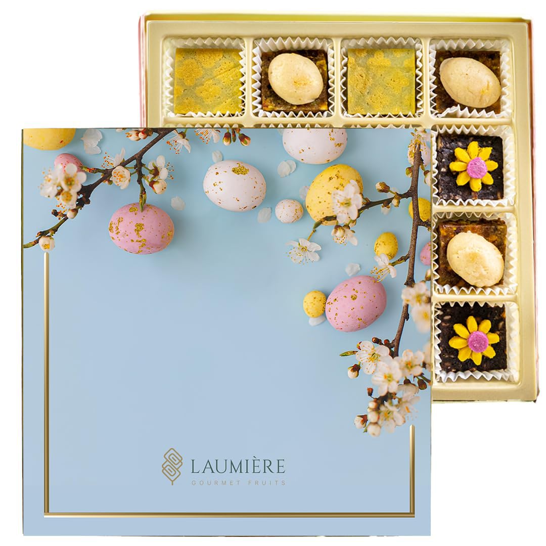 Laumiere Gourmet Fruits - Spring Collection - Square (16 Pcs.) - Easter - Dried Fruits and Nuts Basket - Box - Hamper - Healthy 
