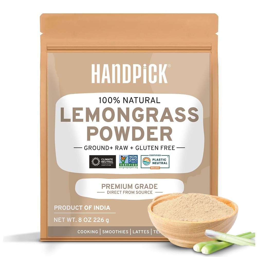 HANDPICK Lemongrass Powder 226g (8oz) - Non-GMO, Gluten-Free, 100% Raw, Ideal for Cooking, Smoothies, Tea - Resealable P