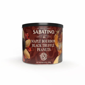 Sabatino Maple Bourbon Black Truffle Peanuts - Gourmet Roasted Peanuts with Maple Bourbon & Black Truffle, Premium Snack, 10 oz 