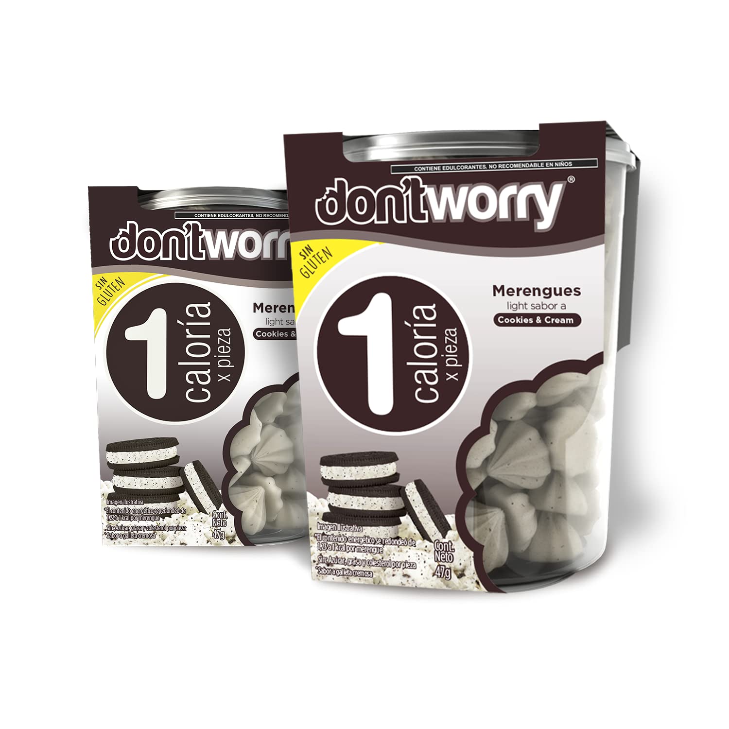 Don'T Worry Meringue Cookies Keto Friendly | Cookies And Cream | 2 Pack | Only 1 Calorie Per Piece! | Healthy Candy, Gluten Free