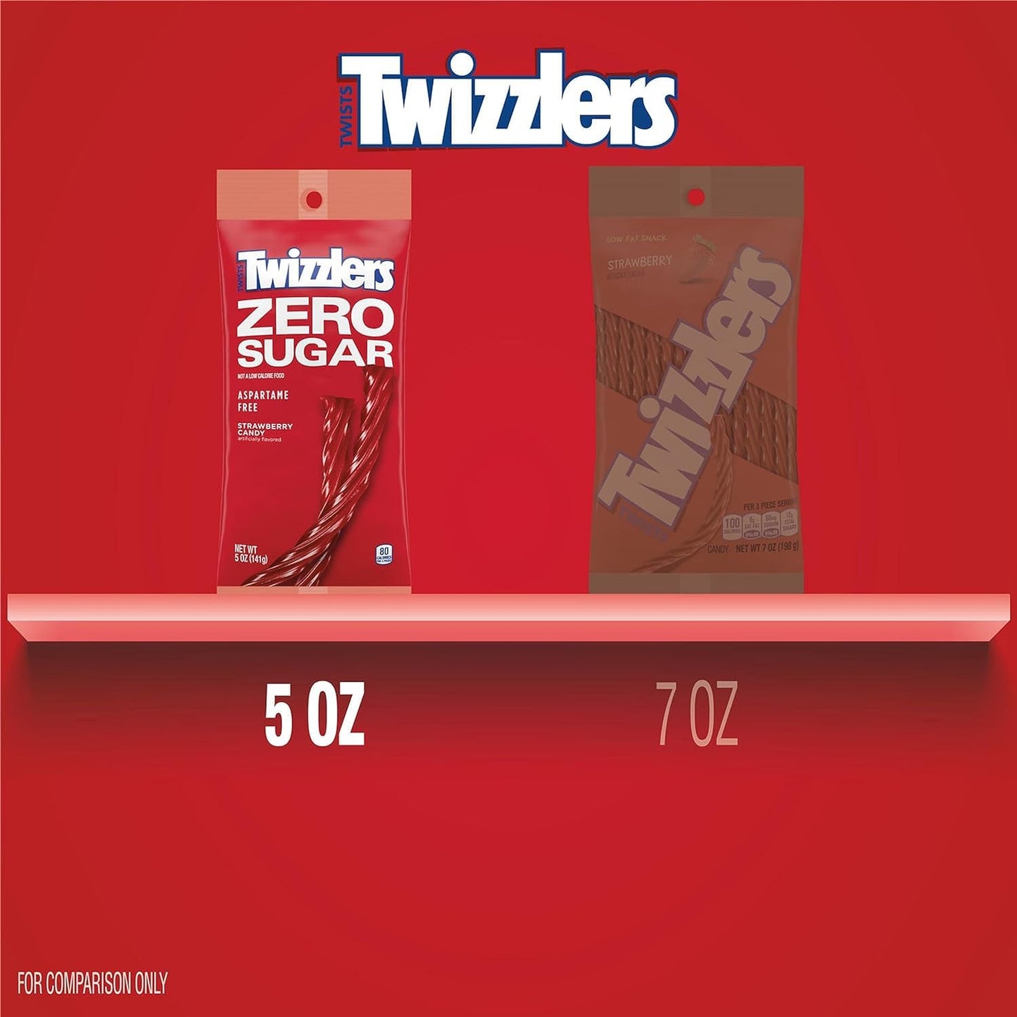 Twizz Zero Sugar Twists Strawberry Candy Bags (Strawberry, 5 Ounce (Pack Of 1))