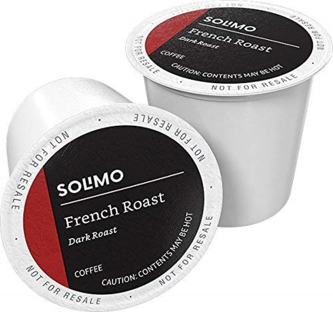 Amazon Brand - Solimo Dark Roast Coffee Pods, French Roast, Compatible with Keurig 2.0, 100 Count
