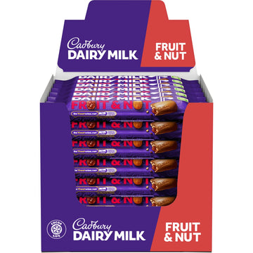 Cadbury Dairy Milk Fruit & Nut Chocolate Bar Single 49G Bar (Pack Of 48)