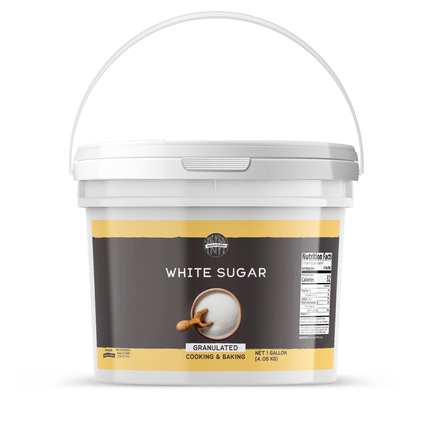 Birch & Meadow Granulated White Sugar, 1-Gallon Bucket Bulk Size, Cooking & Baking, Cookies & Cakes (144 Ounces)