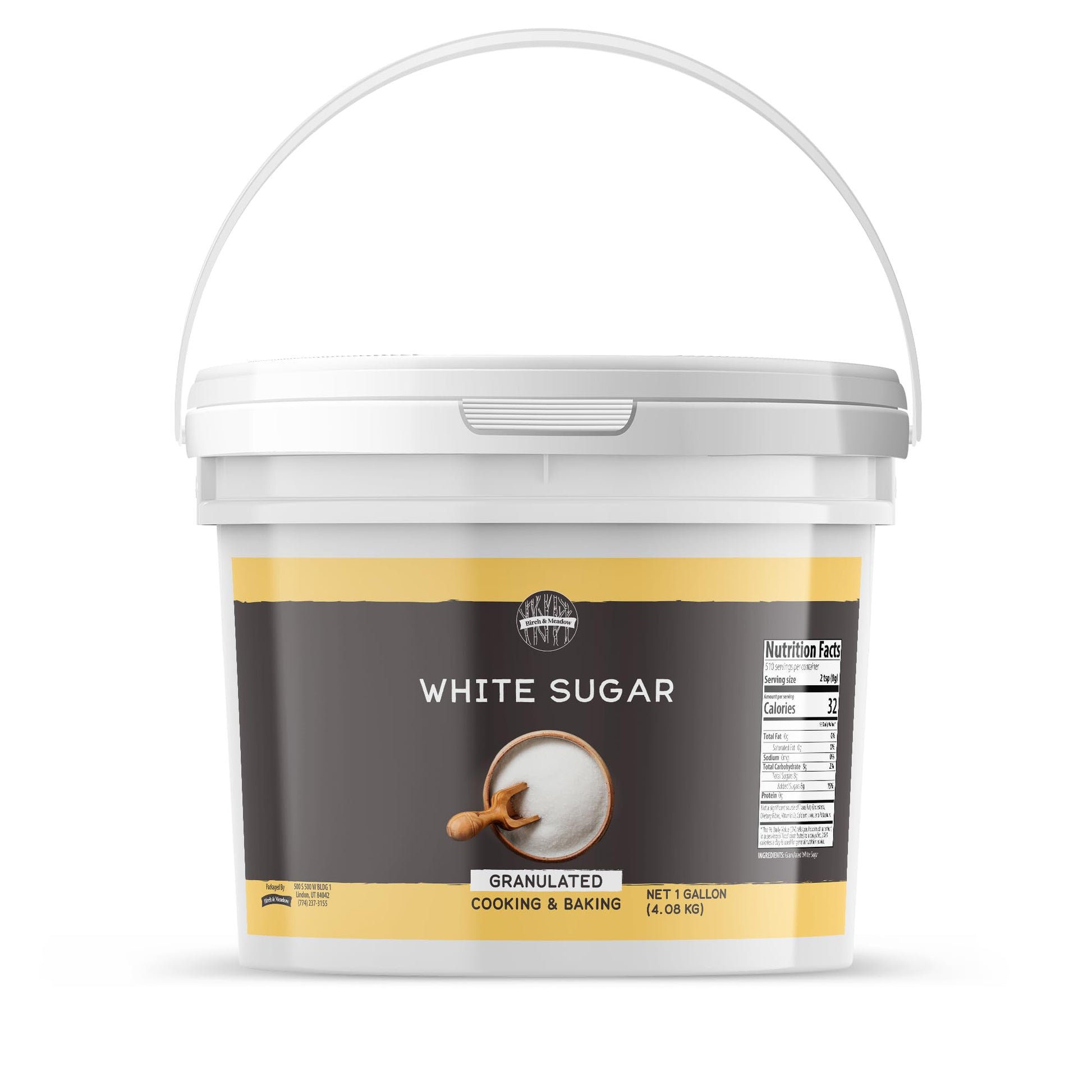 Birch & Meadow Granulated White Sugar, 1-Gallon Bucket Bulk Size, Cooking & Baking, Cookies & Cakes (144 Ounces)