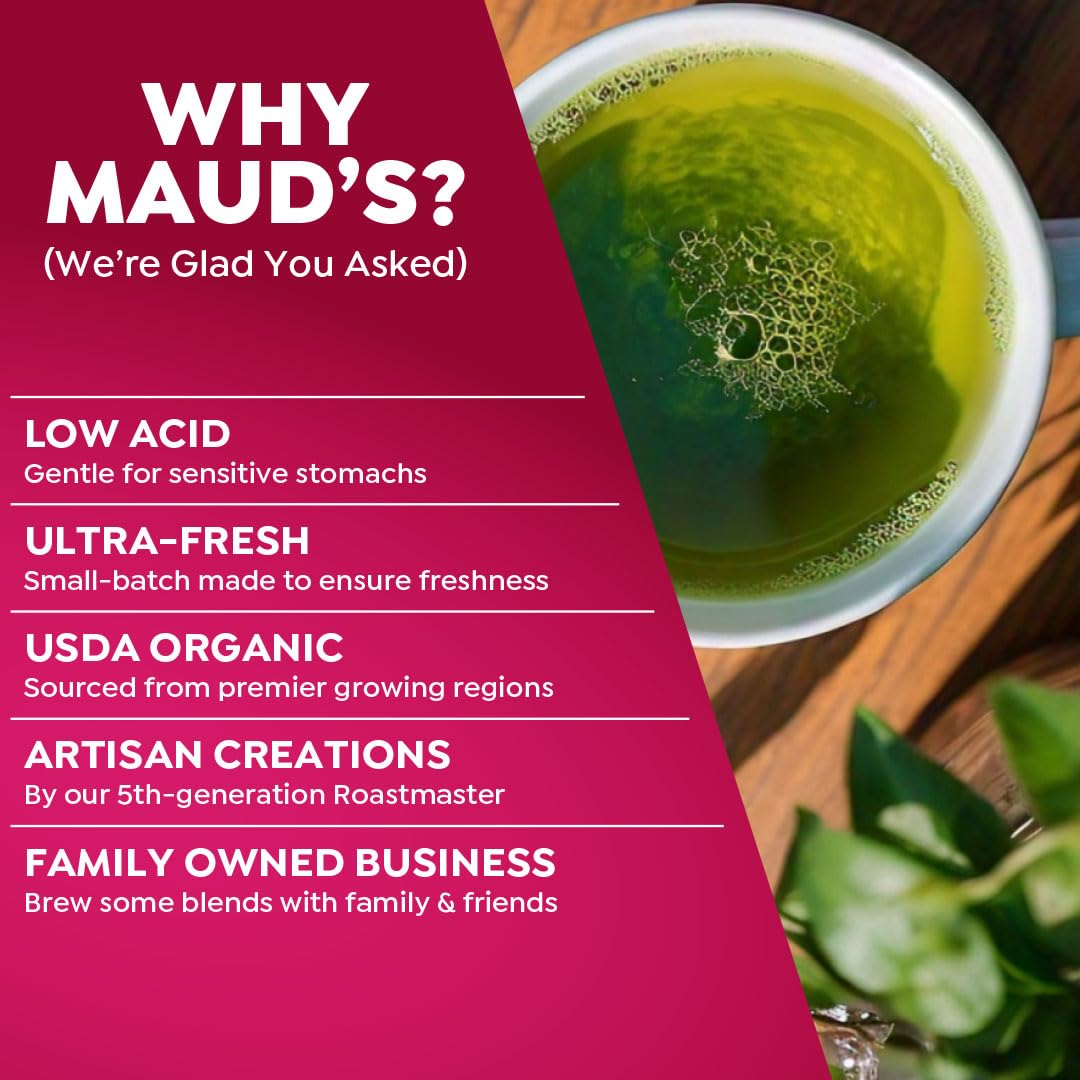 MAUDS Organic Matcha Green Tea Pods, 24ct, KCup Compatible, 100% Organic, Solar Energy Produced, Recyclable