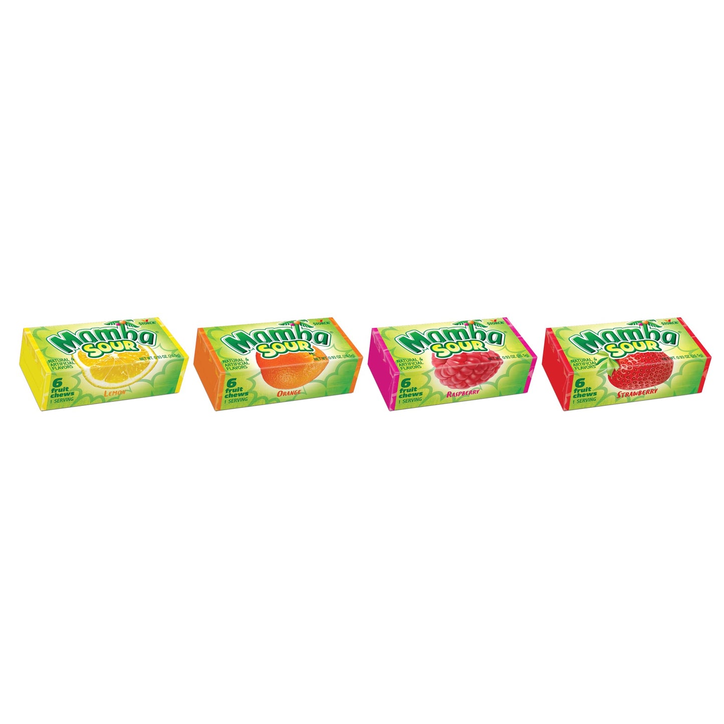 Mamba Sour Fruit Chews Candy, 18 Pieces (Pack Of 24)