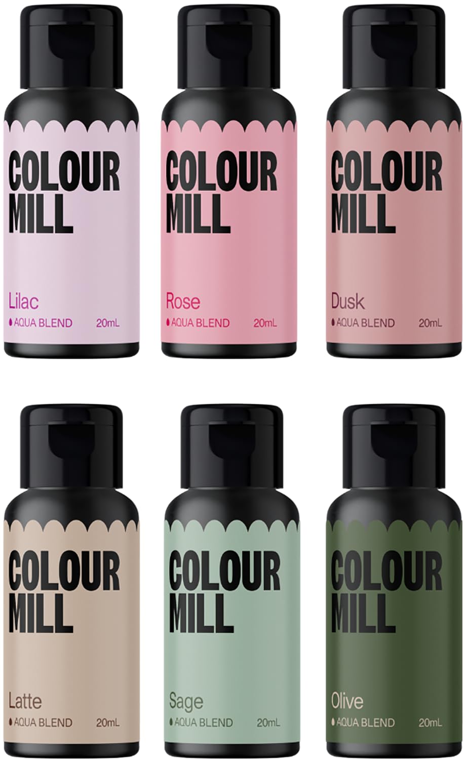Colour Mill Botanical Pack Aqua Blend Food Coloring, 6 Colors, 120ml (4.08 Fl Oz)