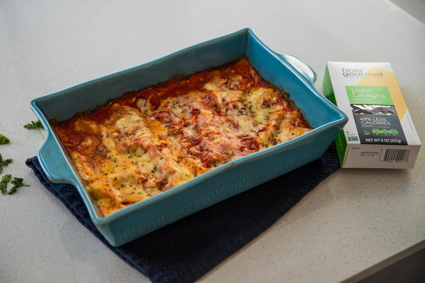 Fiber Gourmet Pasta Light Lasagna Sheets - Low Net Carb Noodles with 24g Fiber, 110 Calories, 18g Net Carbs - Made in Italy, Kos