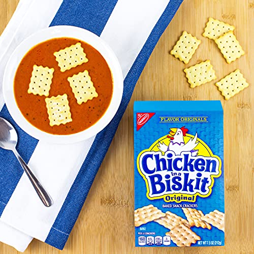 Chicken in a Biskit Original Baked Snack Crackers, Bulk Lunch Snacks, 6 - 7.5 oz Boxes