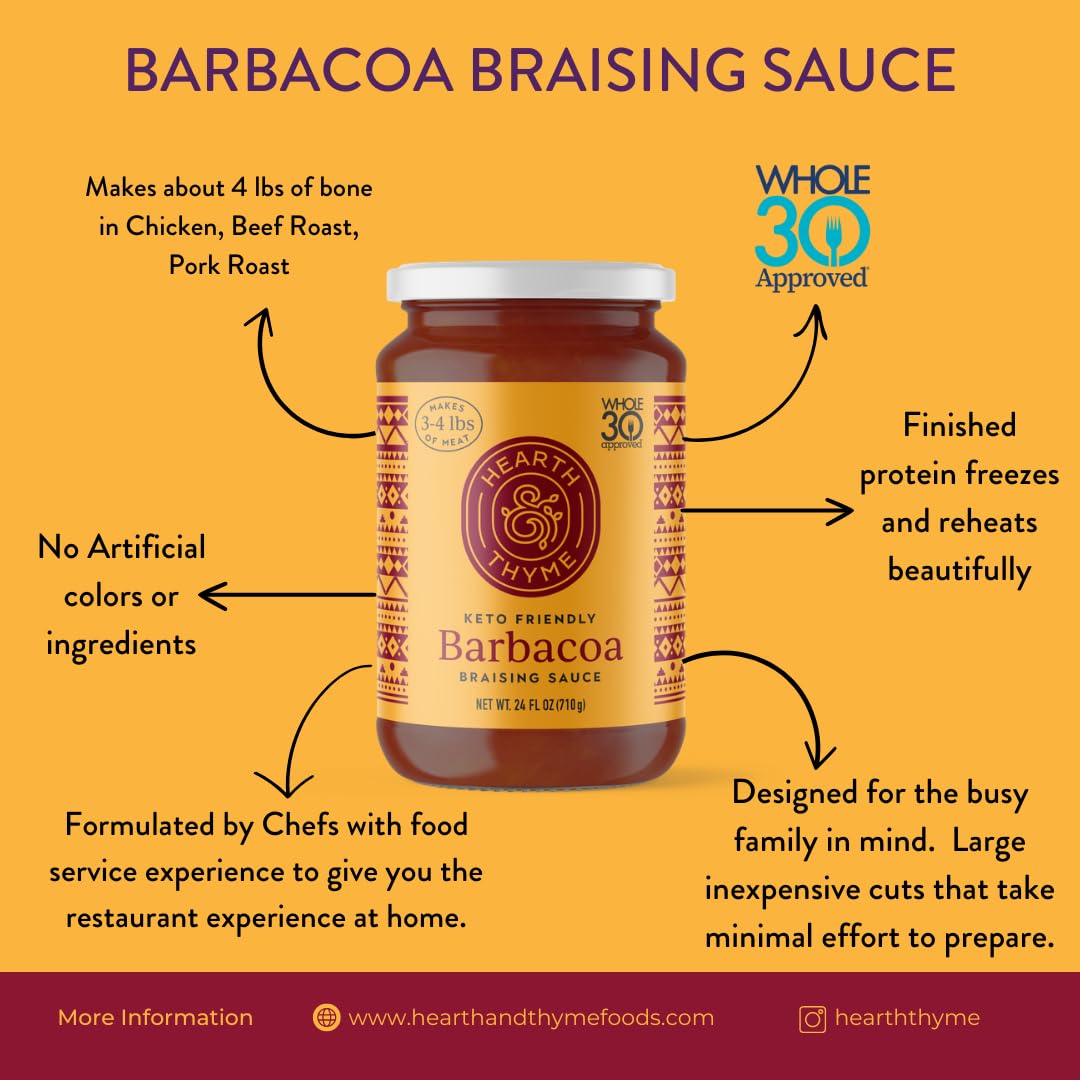 Hearth&Thyme Barbacoa Braising Sauce 22.5 Oz Made With Fragrant Spices. Not Another Simmer Sauce