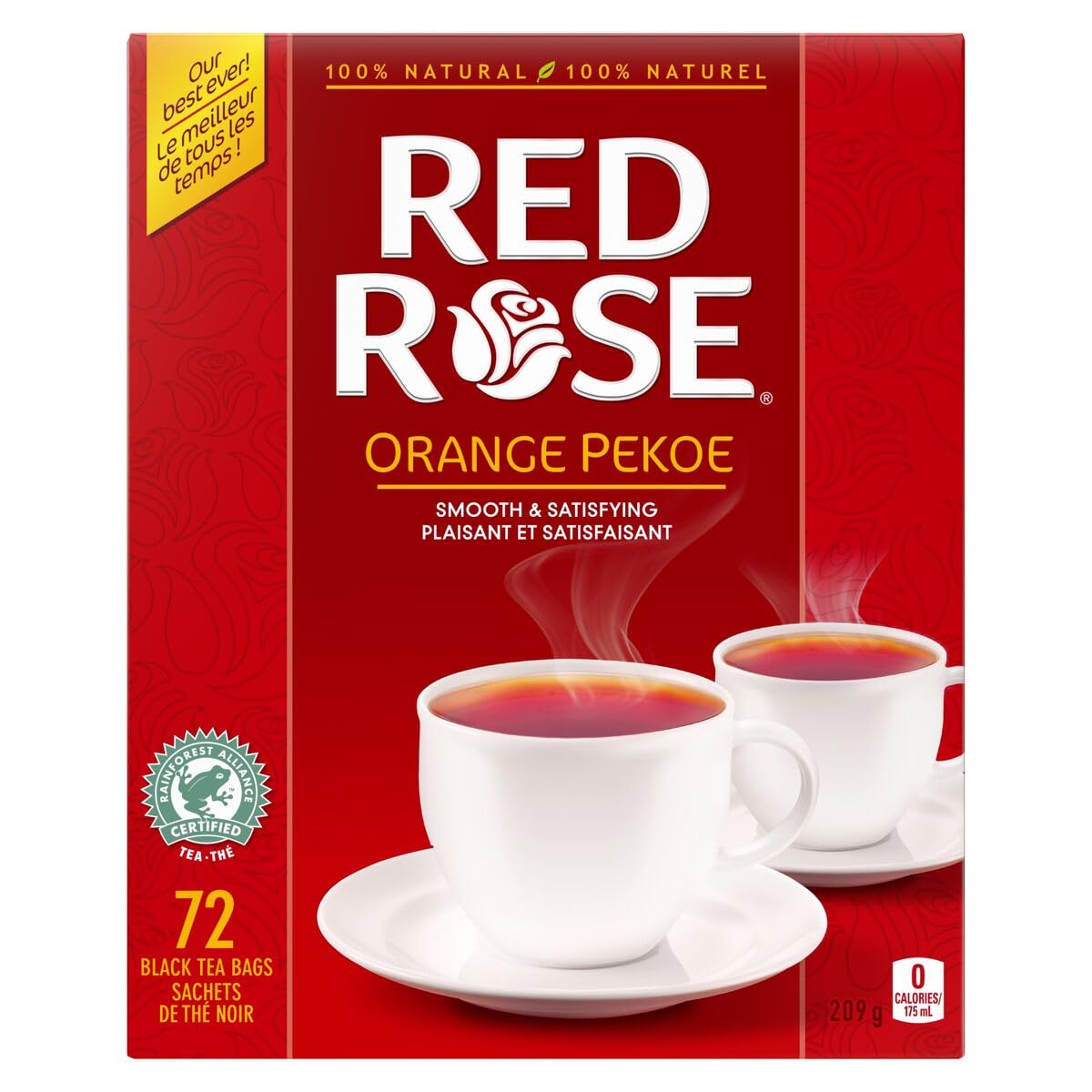 Red Rose Orange Pekoe Tea Bags, 72 Count, Imported from Canada