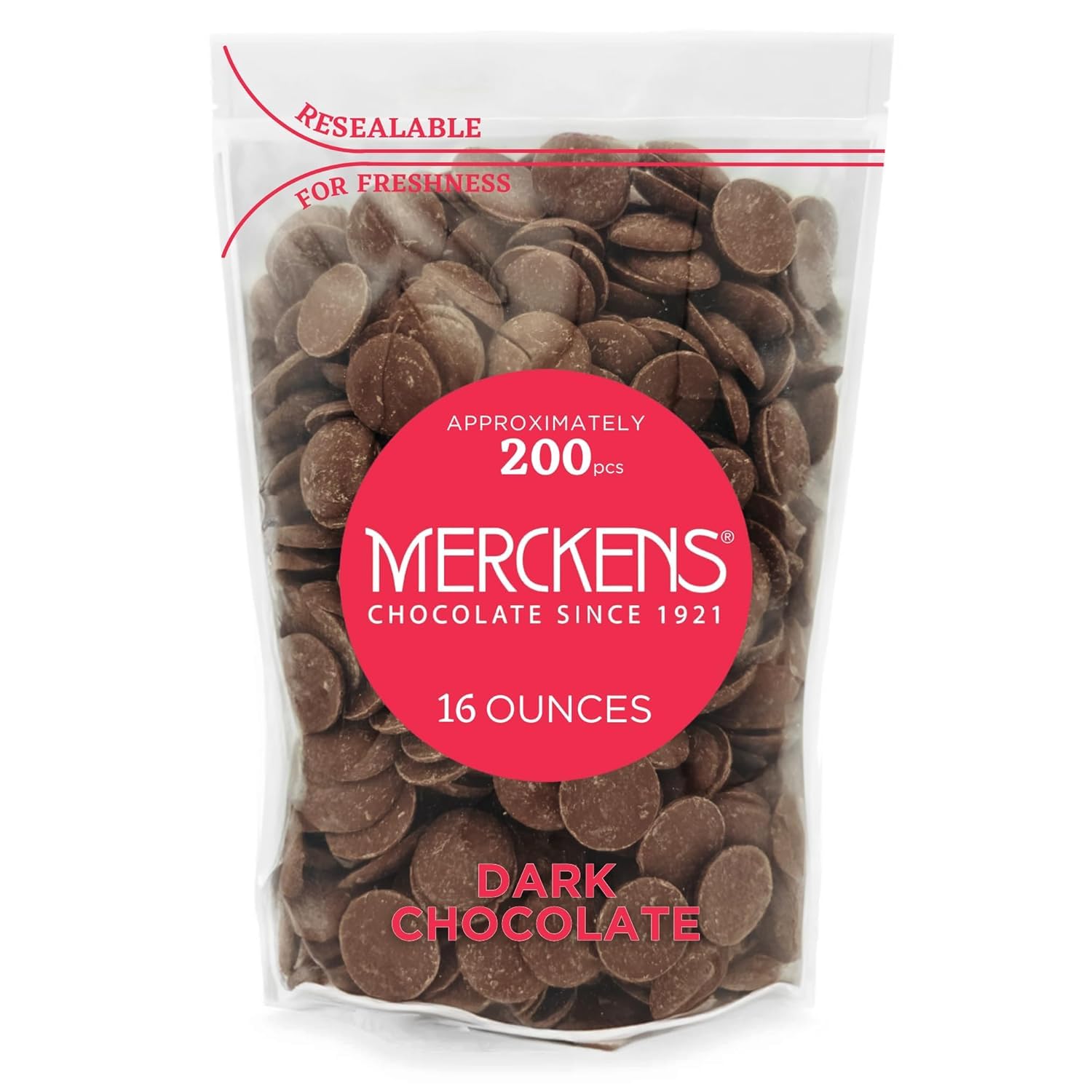 KIDU Merckens Chocolate Melting Wafers 16 Ounces Bulk Perfect For Dipping, Deserts, Baking And More - 1 Pound (Dark New)