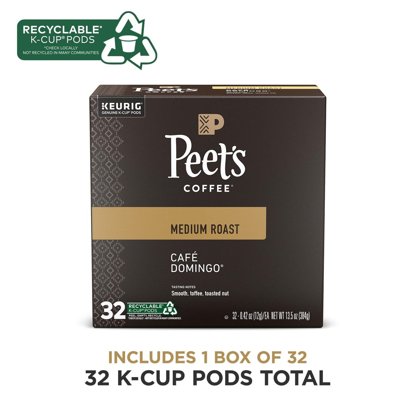 Peets Coffee Medium Roast Single Serve Coffee Pods 32 Count Café Domingo