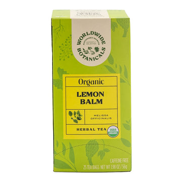 Worldwide Botanicals Organic Lemon Balm Tea - 50% More Herbs With 2.25G Per Tea Bag - 100% Pure Lemon Balm Leaves, Kosher, 25 Te