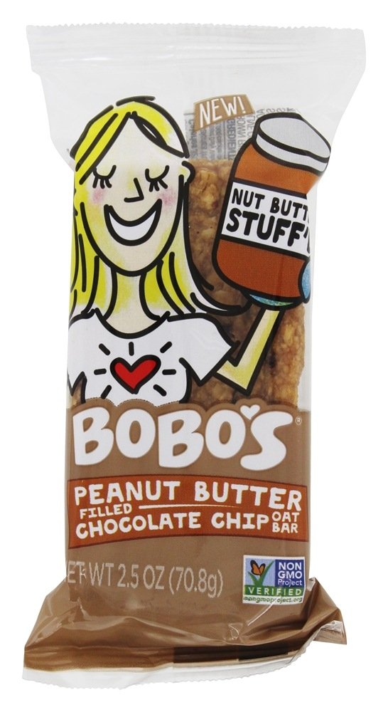 Bobos Stuffd Oat Bar, Chocolate Chip Peanut Butter, Gluten Free, Vegan, 12 Count, Brown, Model 0829262001002