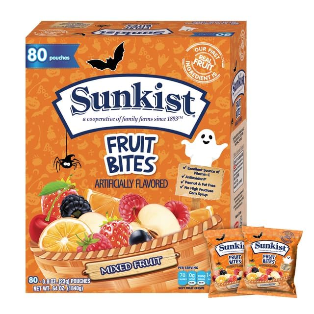 Halloween Fruit Snacks Variety Pack - 80 Count (64 oz) Individually Wrapped Halal, Peanut-Free, Fat-Free Bulk Candy for Trick or