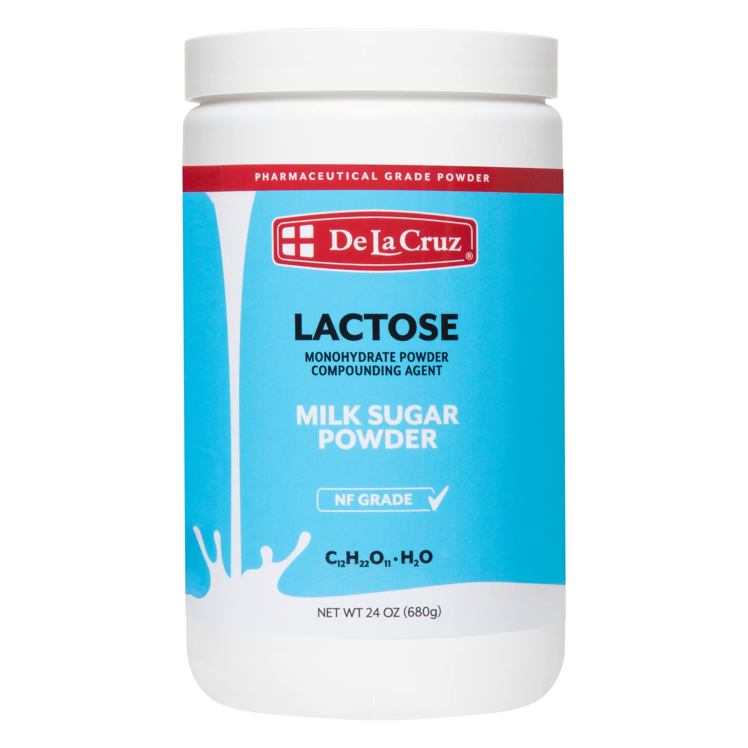 De La Cruz Lactose Powder - Pure Lactose Monohydrate Milk Sugar NF Grade, 24 OZ