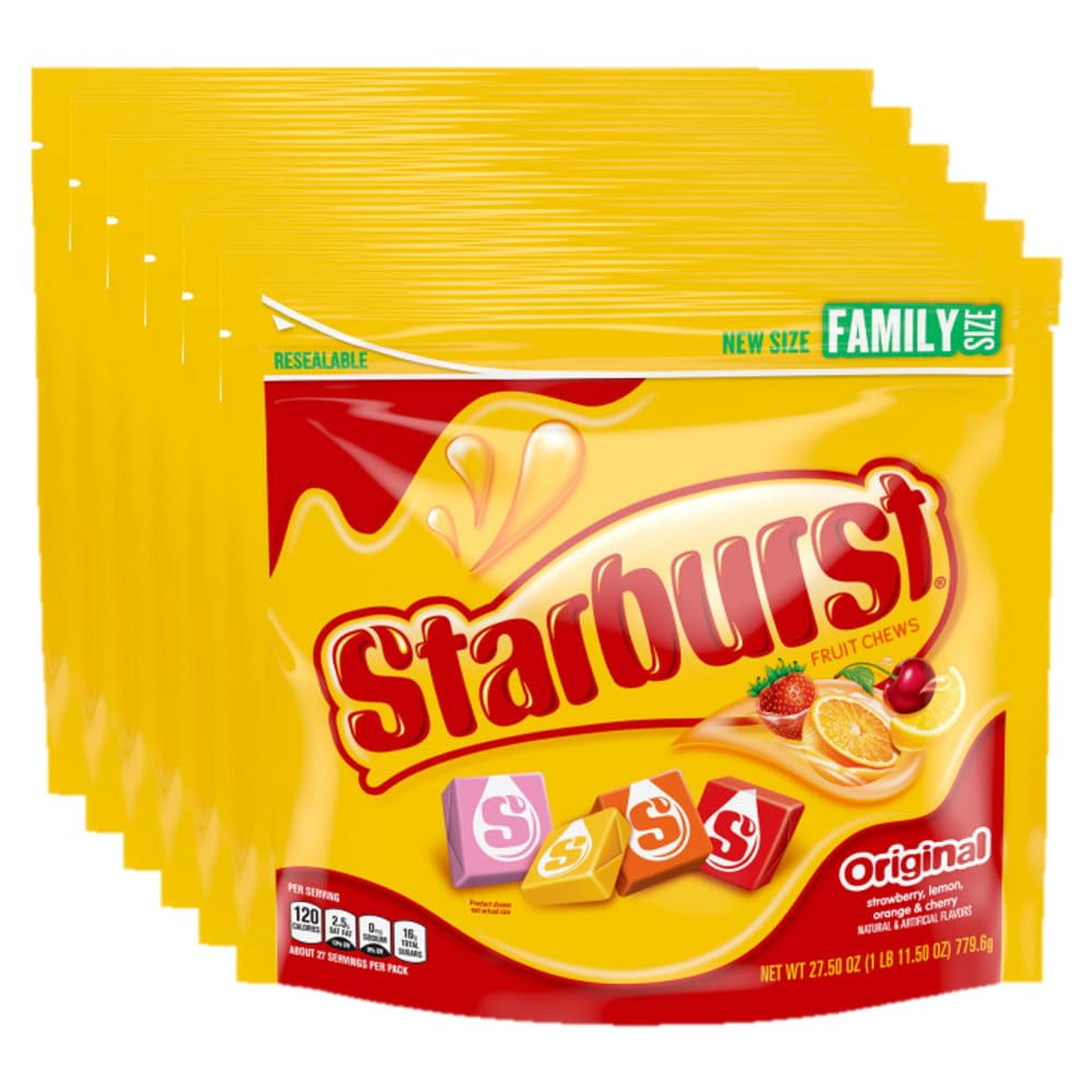 STARBURST Original Fruit Chews Chewy Candy Bulk Pack, Family Size, 27.5 oz Bag (Pack of 6)