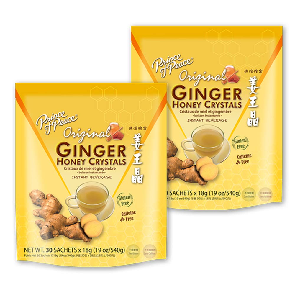 Prince Of Peace Instant Ginger Honey Crystals, 60 Sachets (2 Packs of 30) - Original Flavor