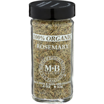  & Bassett 100% Organic Rosemary | Aromatic Herb For Roasting  Soups & Breads | Gluten Free  Salt Free  Non-Gmo | 0.8 Oz Jar