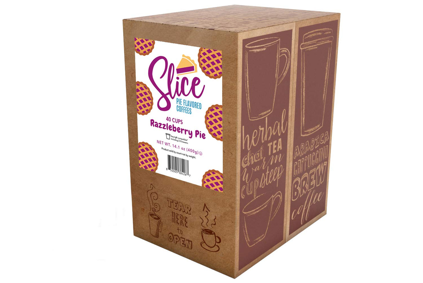 Slice Coffee Flavored Coffee, Razzleberry Pie, 40 Count for Single Serve malt-inspired