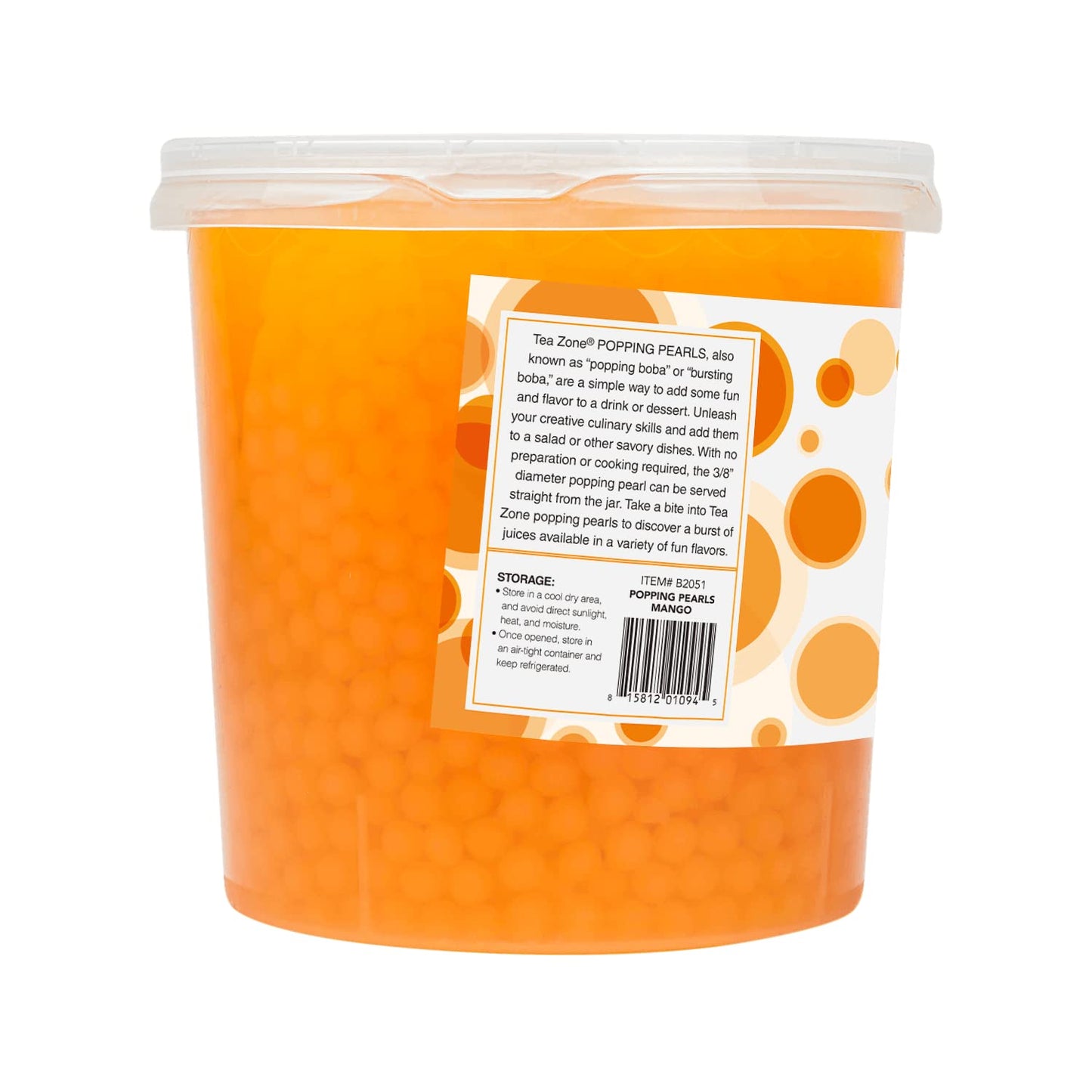 Tea Zone B2051 Mango Popping Pearls For Boba Tea Beverages, Sweets, Ice Cream Topping (7 Lbs)