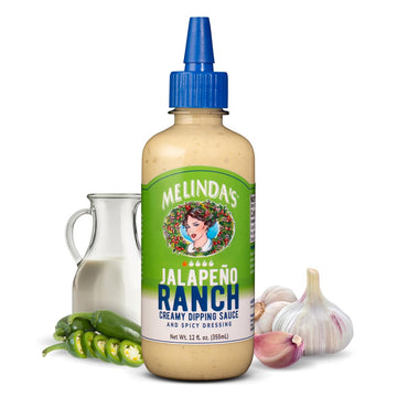 Melindas Jalapeo Ranch - 12 oz, 1 Pack - Spicy Ranch Sauce, Hot Creamy Sauce With Jalapeo Peppers - Perfect for Wings, Pizza, Fr