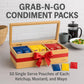 US THREE Grab-n-Go Condiment Packs - 150 Single Serve Pouches (Ketchup, Mustard, Mayo) - Dispenser Box, Ideal for Picnics and Parties
