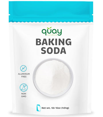Quay Naturals Pure Baking Soda 1lb - Aluminum-Free, Food-Grade, Multi-Purpose - For Baking, Cleaning & Deodorizing - Vegan, Glut