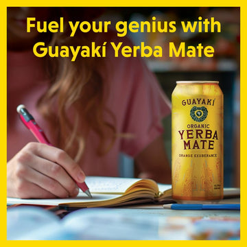 Guayaki Yerba Mate Energy Drink, Awakening Orange, 150mg Caffeine, 15.5 Oz Cans, Pack of 12
