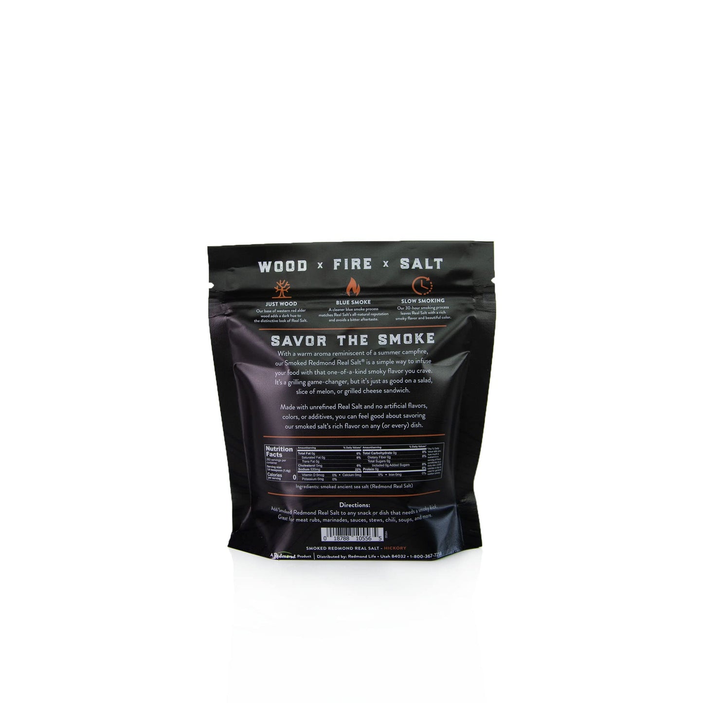 REAL SALT Hickory Smoked Salt, 14 oz Pouch, Natural Seasoning, Ideal for Cooking and Grilling