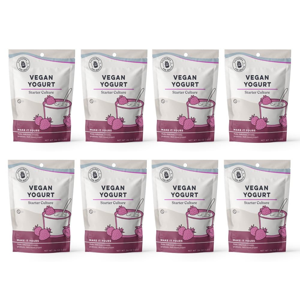 Cultures For Health Vegan Yogurt Starter Culture | 32 Packets Dairy Free | Make Yogurt from Soy & Plant-Based Milk