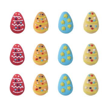 Philaeec 12 Pcs Easter Egg Icing Decoration Edible Candy Sprinkle For Cake Decoration Baking Cookie Cupcake Toppers Easter Party