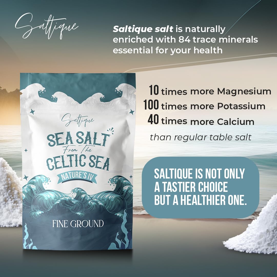 Saltique French Sea Salt Fine - 100% Natural, Unrefined Mineral Salt, 8 Ounce (Pack of 1)