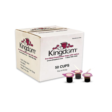 Kingdom Prefilled Communion Cup With Wafers(50Ct - Red Juice) Sealed In A Single-Serving Container With One-Year Shelf Life, Per