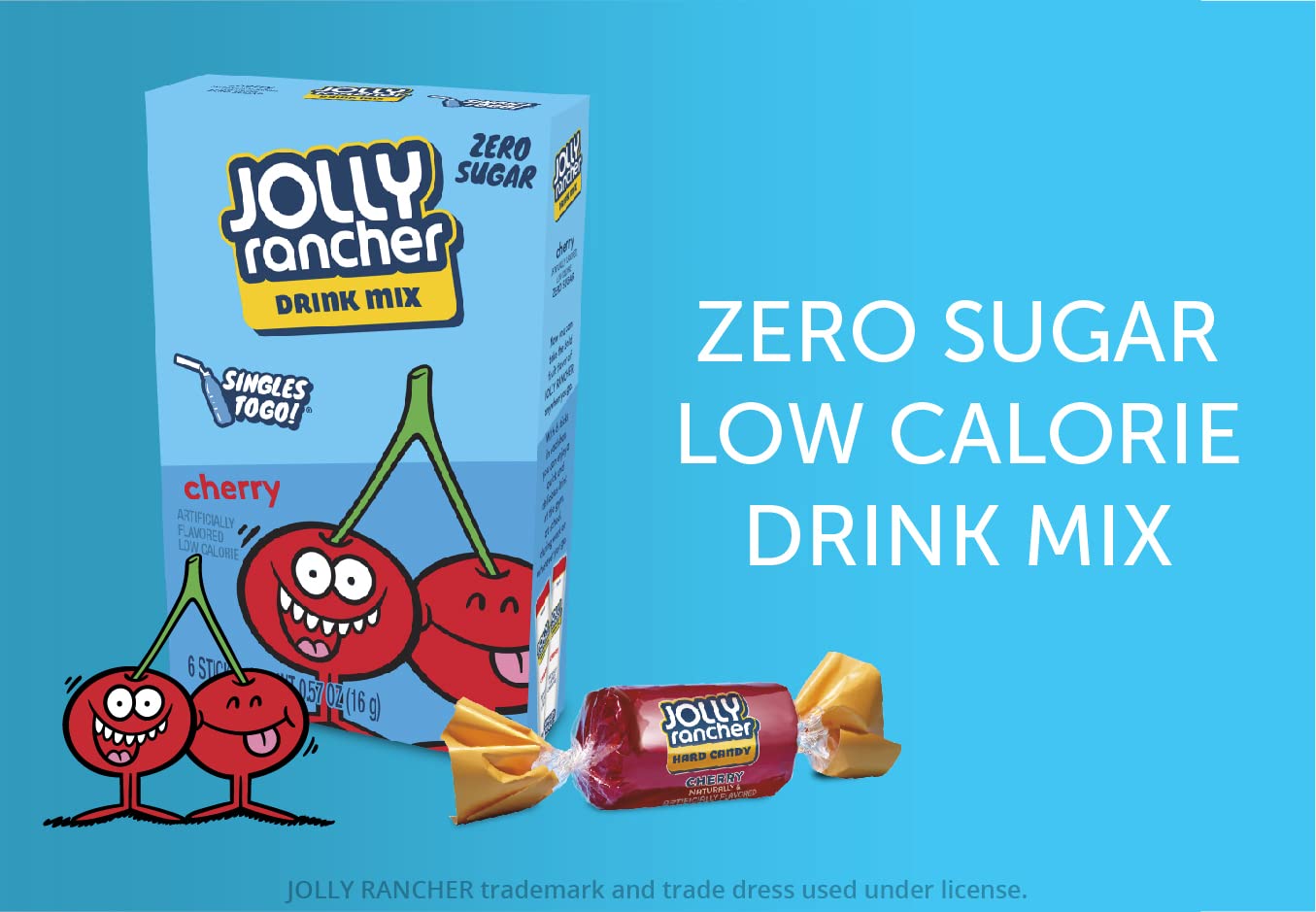 SINGLES TO GO! Jolly Rancher Drink Mix - Cherry Flavor - 12 Boxes with 6 Packets Each - 72 Total Servings - 0.57 Ounce per Pack -