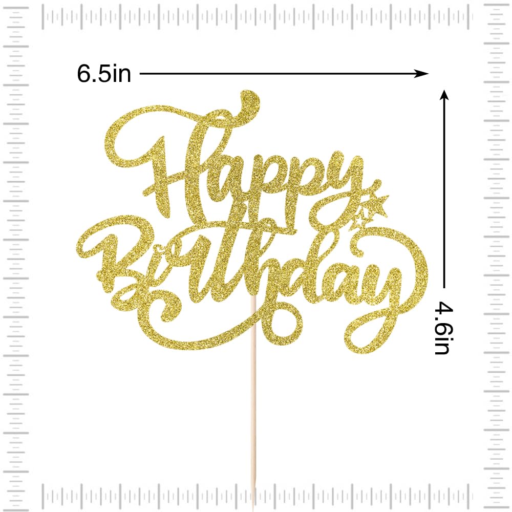 Crseniny Happy Birthday Cake Topper,Gold Glitter Birthday Sign Cake Decorations,Anniversary Party/Birthday Party Decoration Supp