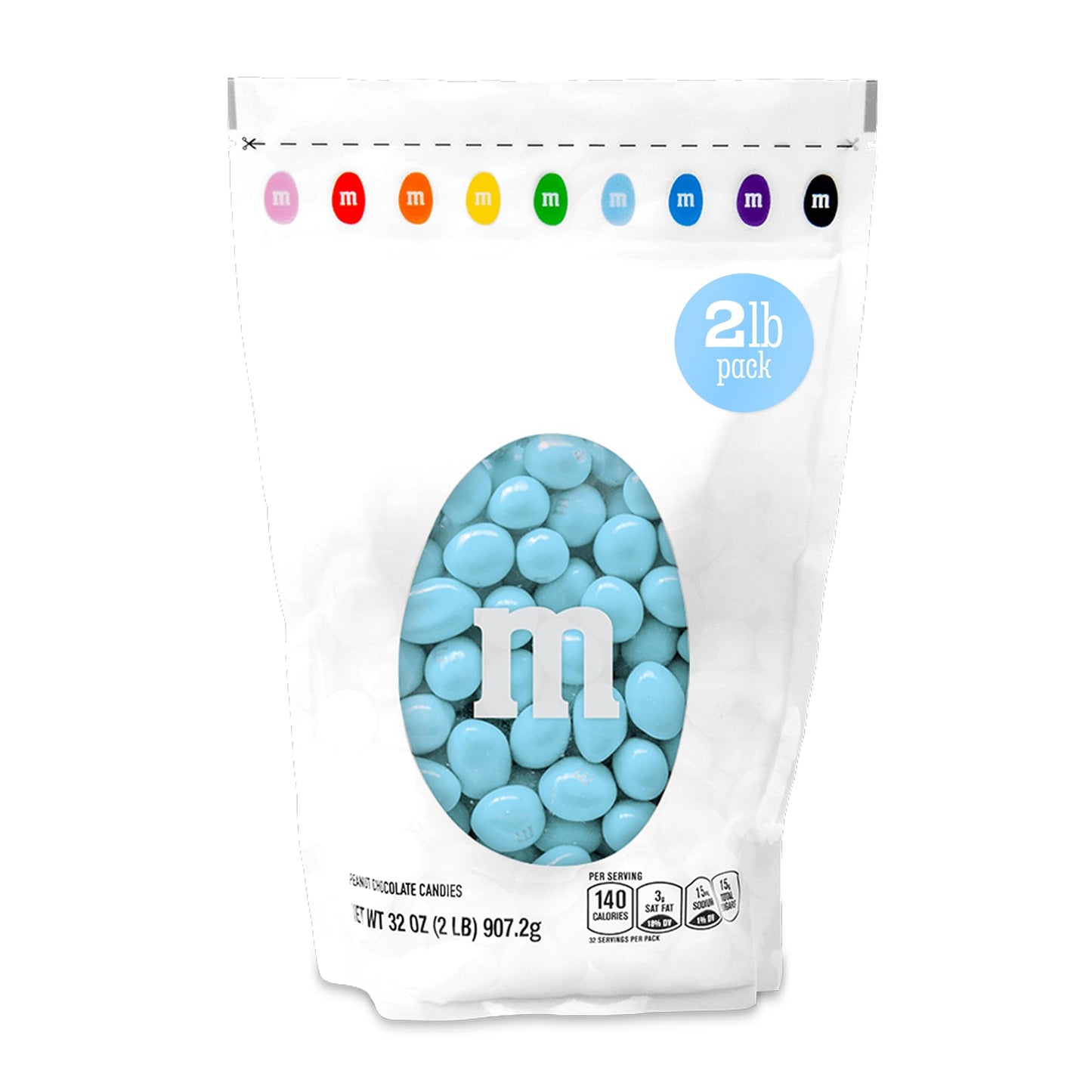 M&MS WORLD Peanut Light Blue Chocolate Candy-2lbs of Bulk Candy in Resealable Pack for Candy Buffet,Birthday Parties,Theme Meeti