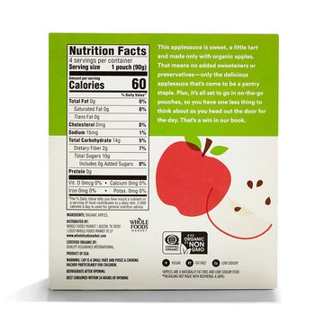 365 By Whole Foods Market, Organic Unsweetened Applesauce 4 Pack, 3.2 Ounce