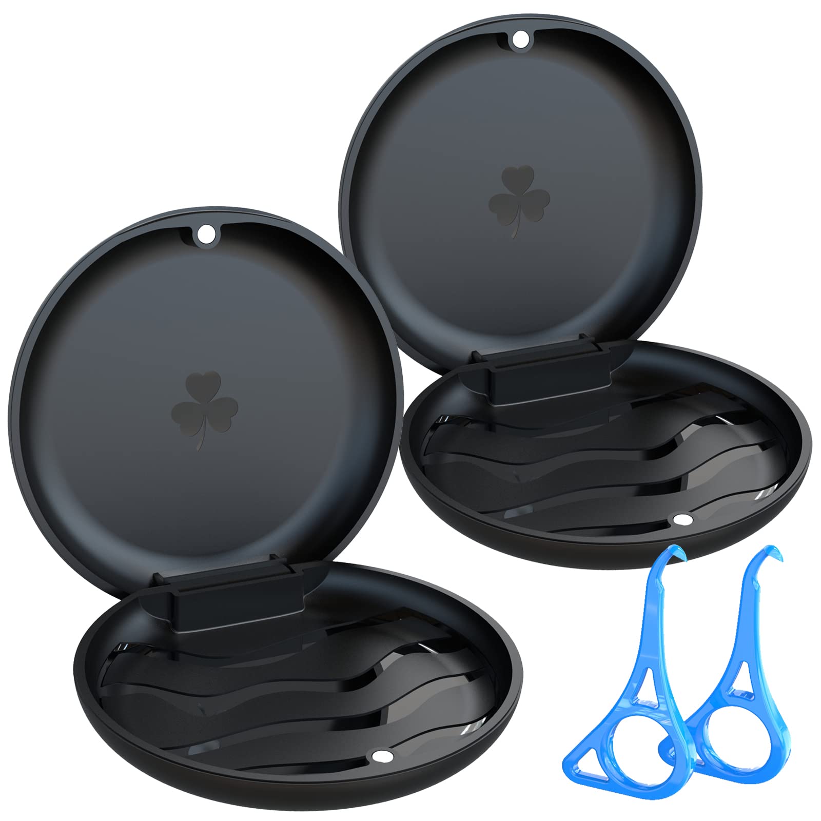 Bvn Retainer Case, With 2 Pcs Aligner Removal Tool, 2 Pcs Mouth Guard Case, Black Denture Case, Mouthguard Case, Retainer Box, D