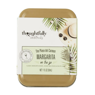 Thoughtfully Cocktail Kit Travel Tin Set - Classic Margarita Mixer, Jigger, Bar Spoon, Recipe Card - 5 Piece Set - Stainless Steel
