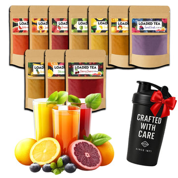 GÜLLÜOGLU Loaded Tea Pack Mixed Flavors – 10 x 10g – Makes 50 fl oz – Iced Energy Drink – 10 Fruity Flavors