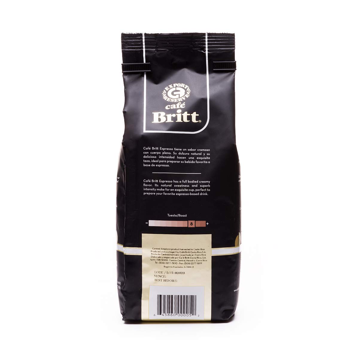 Cafe Britt Costa Rican Espresso Coffee - Whole Bean, Dark Roast, 12 oz. (3-Pack) - Kosher, Gluten Free, Arabica Coffee