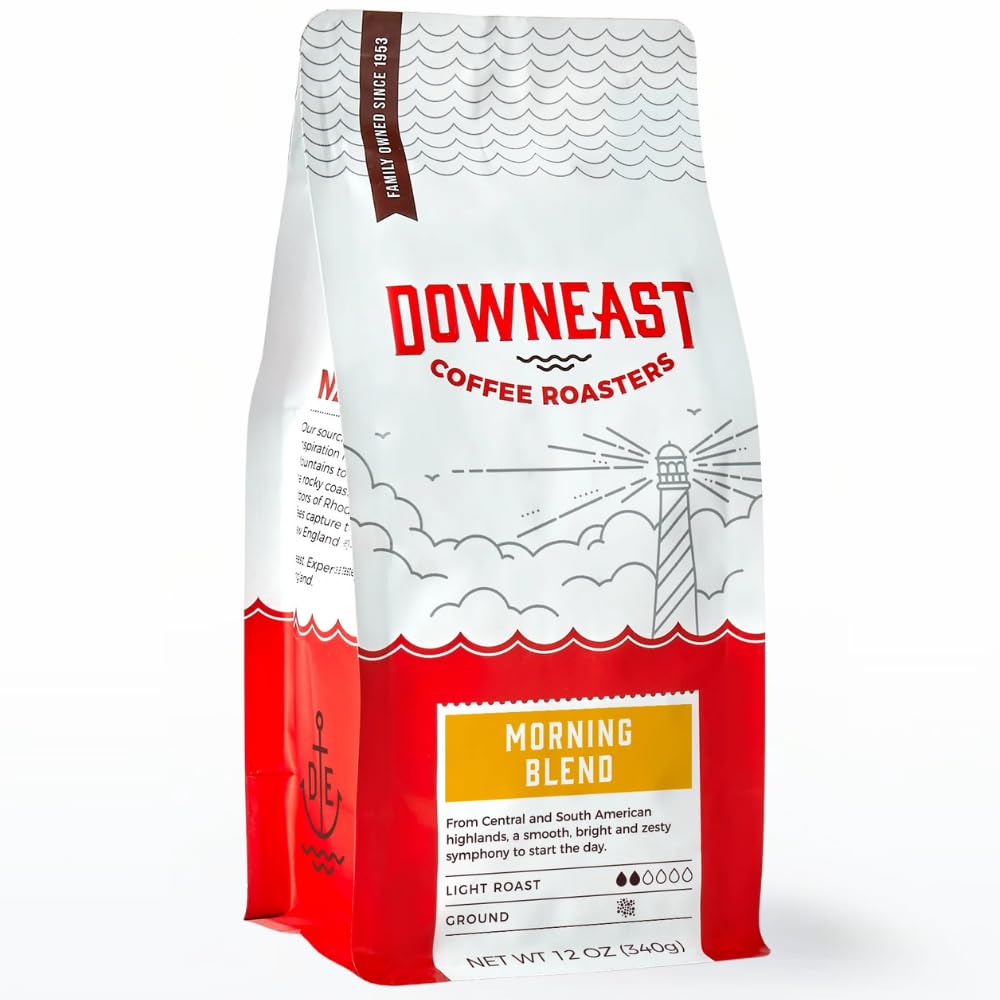 Downeast Coffee Roasters Ground Coffee - Morning Breakfast Blend, Light Roast, 100% Arabica, 12 oz Bag