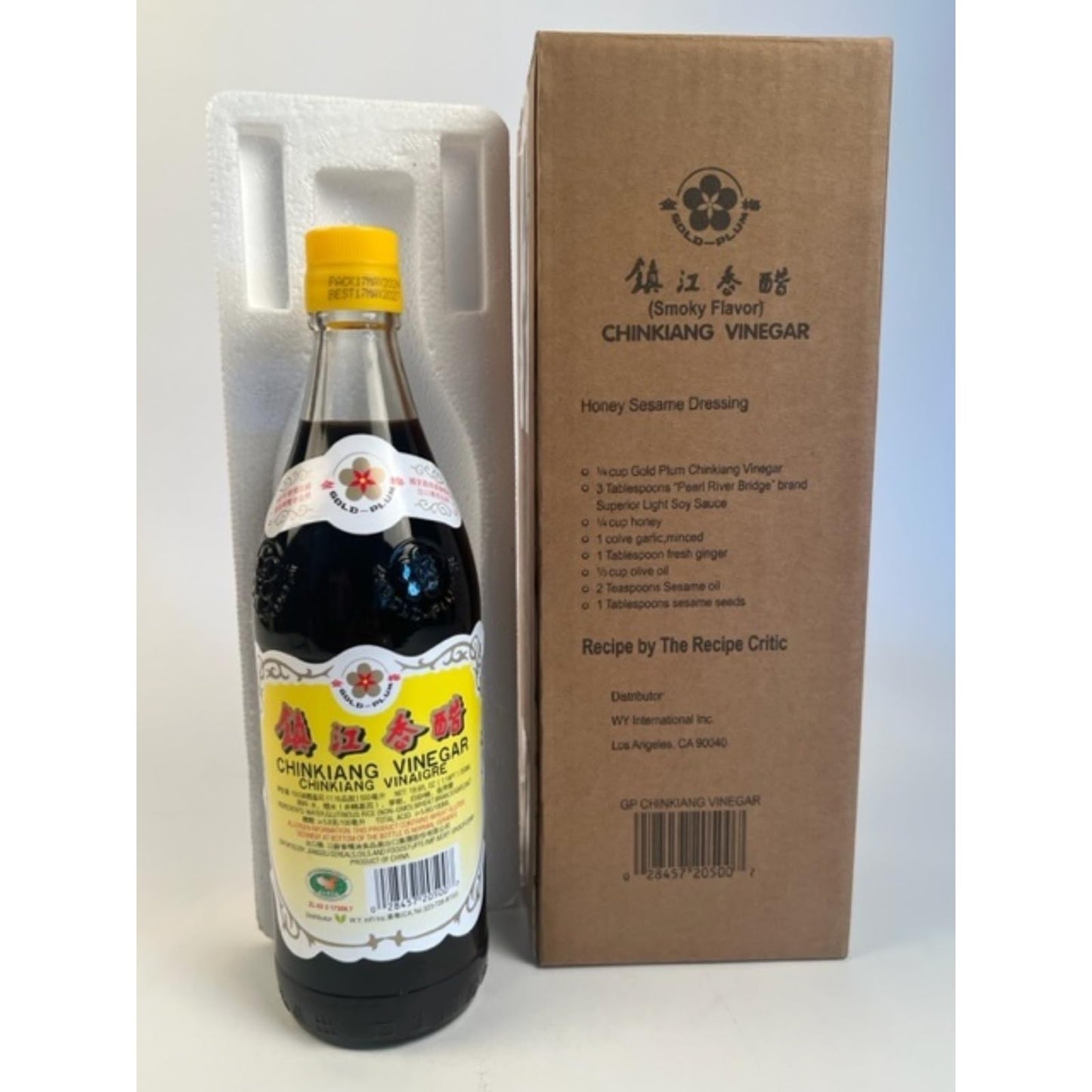 Gold Plum Chinkiang Vinegar, Authentic Zhenjiang Black Rice Vinegar, 18.6 FL Oz, Ideal for Dumplings, Salad, and Soup