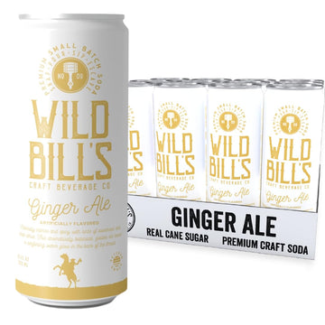 Wild Bills Ginger Ale Soda - Classic Craft Soda, Caffeine Free, Made with Pure Cane Sugar, 12 Oz, 12 Pack